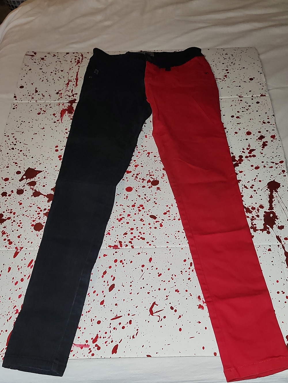 Royal Bones Black and Red Colorblock Pants